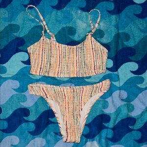 Target Red and Pink Bikini Set with Ribbed Texture